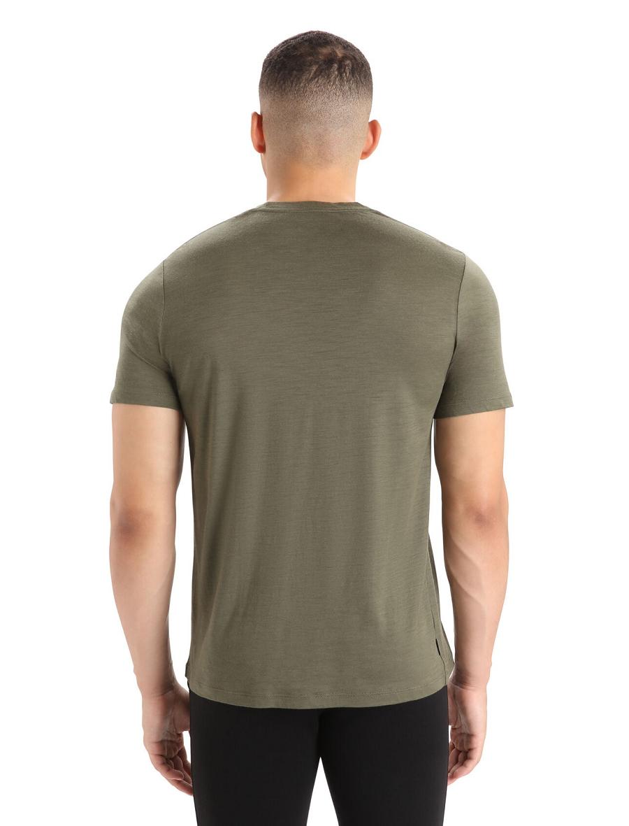 Men's Icebreaker Merino Tech Lite II Short Sleeve Tee T Shirts Loden | CA 1780RVDW